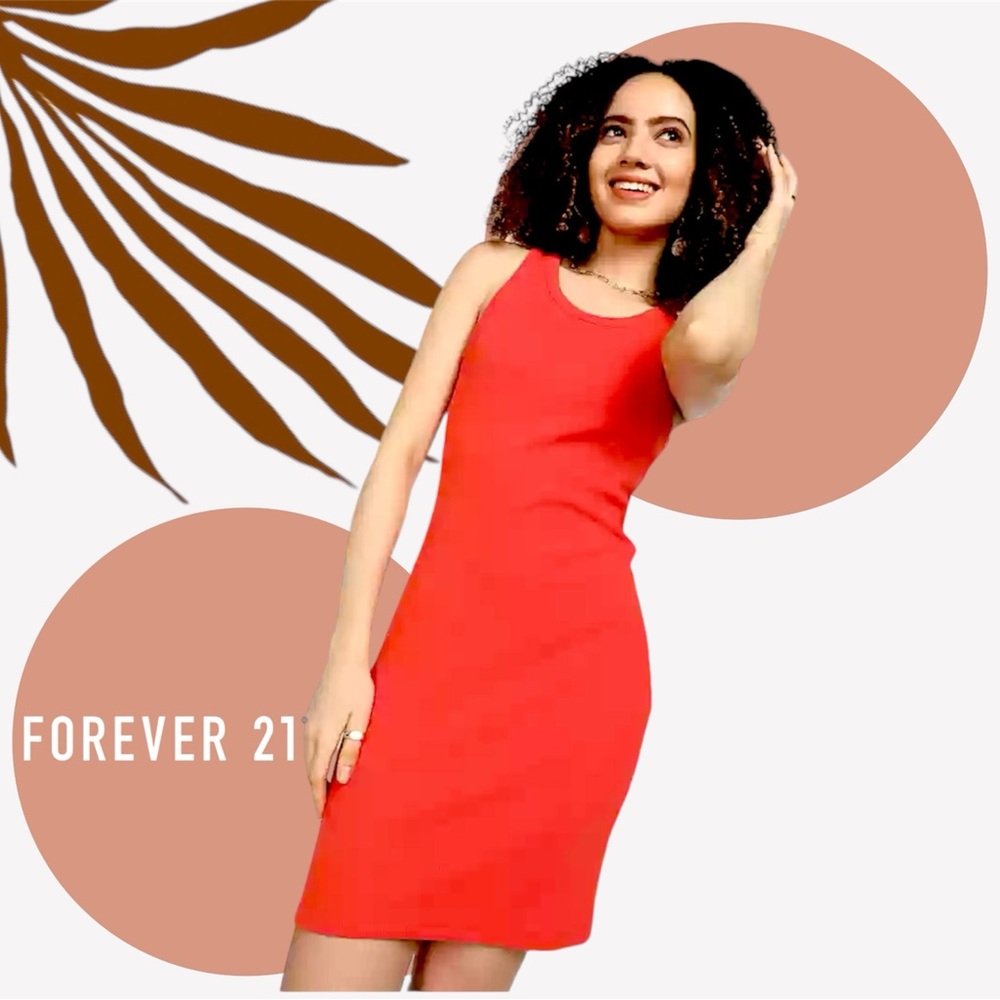 NWOT FOREVER 21 BODYCON RIBBED MIDI TANK DRESS SIZE S